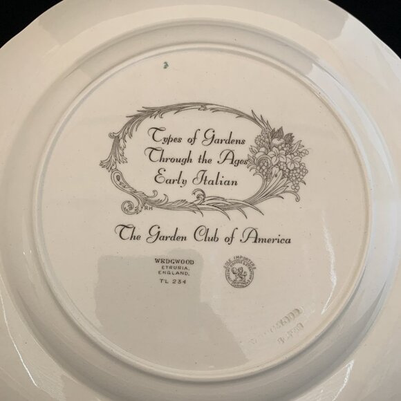 Wedgwood Plate Garden Club of America Types of Gardens Early Italian 10.5" Vtg - Picture 6 of 7